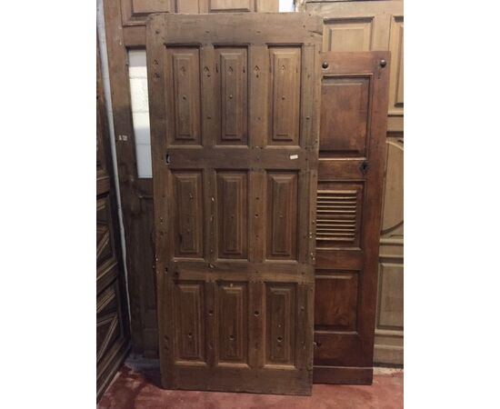 ptcr435 - carved walnut door with nine panels, cm l 88 xh 207     