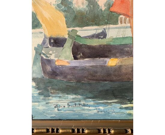 Gino Scalatelli (Venezia 1870 - Venezia 1920) - Venezia, veduta del bacino di S. Marco.