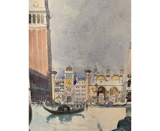 Gino Scalatelli (Venezia 1870 - Venezia 1920) - Venezia, veduta del bacino di S. Marco.