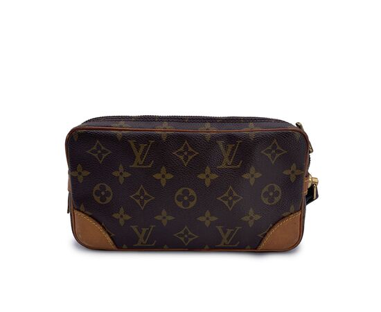 LOUIS VUITTON Pochette Vintage in Tela Col. Marrone Marly Dragonne S