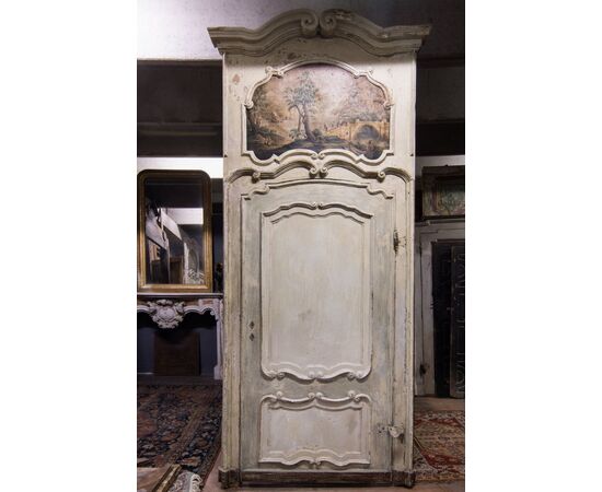 pts704 - n. 5 baroque and lacquered doors with painted over door, cm 130 xh 320     