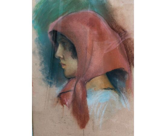 Pastel drawing of a female figure.Signed: Savelli.     
