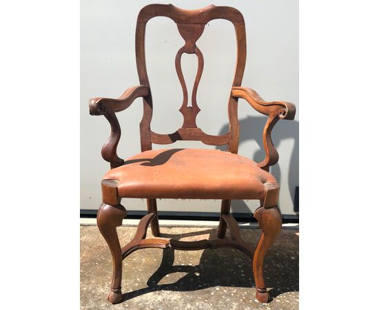 Walnut armchair, Louis XV period.     