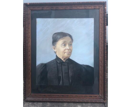 Dipinto,tempera su carta raffigurante figura femminile.Firma:V.Perazzo 1902.