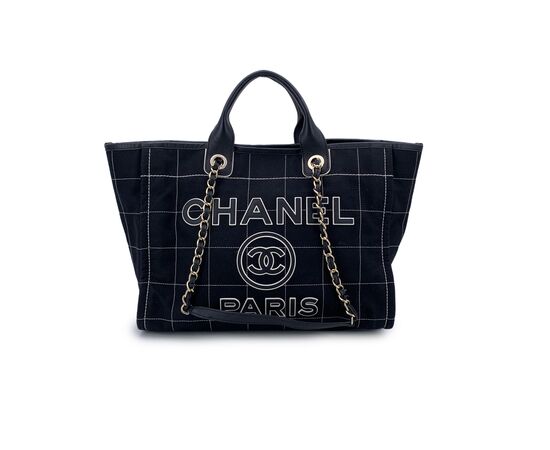 CHANEL Borsa Shopper in Tela Col. Nero Deauville L
