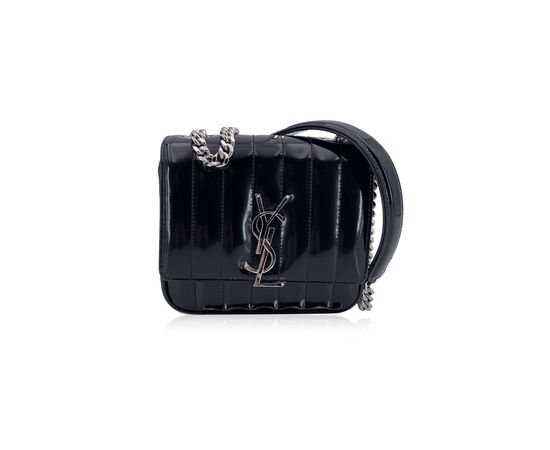 SAINT LAURENT Borsa a Tracolla in Pelle Lucida Col. Nero Vicky S