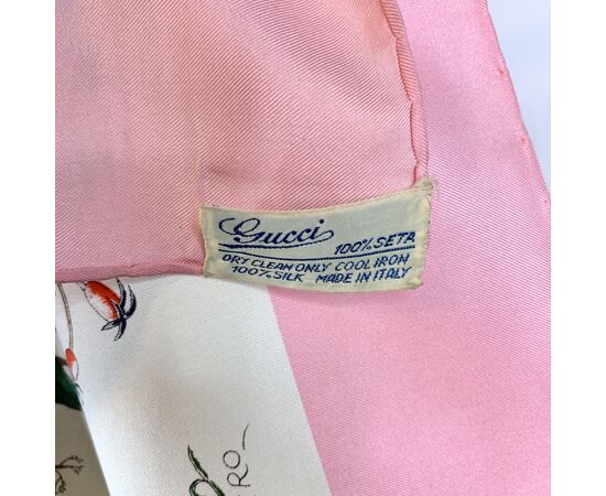 GUCCI Foulard Vintage in Seta Col. Rosa Flora