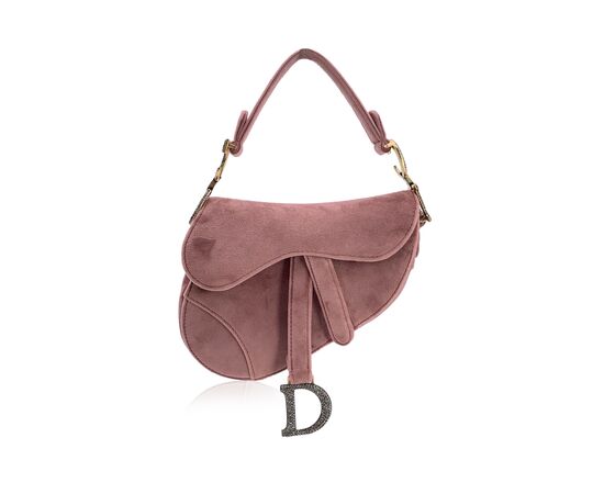 DIOR Borsa a Mano in Velluto Col. Rosa Saddle S