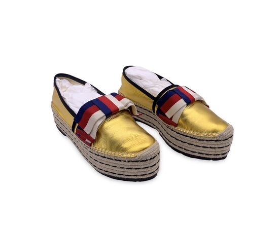 GUCCI Scarpe con Tacco in Pelle Col. Oro Sylvie 41