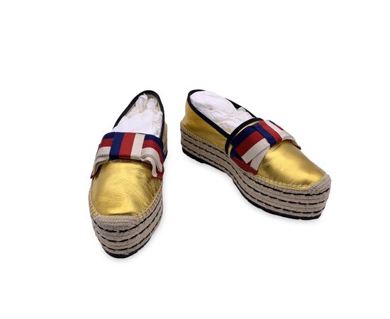 GUCCI Scarpe con Tacco in Pelle Col. Oro Sylvie 41