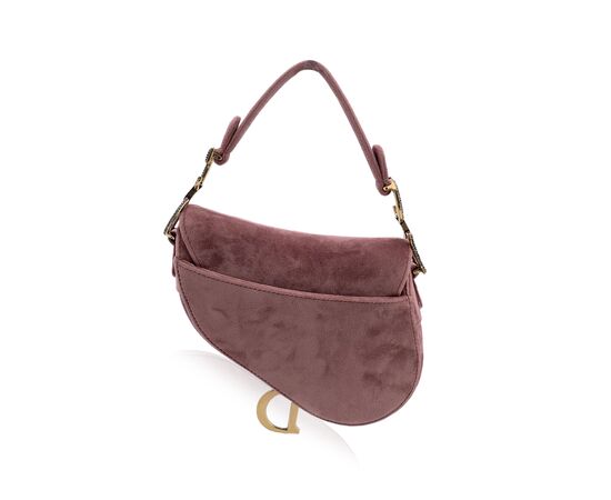 DIOR Borsa a Mano in Velluto Col. Rosa Saddle S