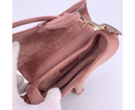 DIOR Borsa a Mano in Velluto Col. Rosa Saddle S