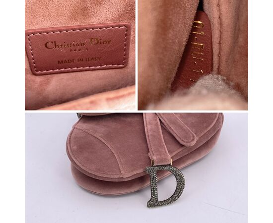 DIOR Borsa a Mano in Velluto Col. Rosa Saddle S