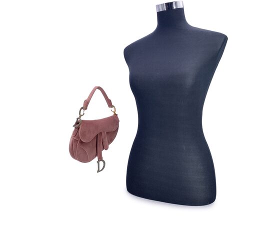 DIOR Borsa a Mano in Velluto Col. Rosa Saddle S