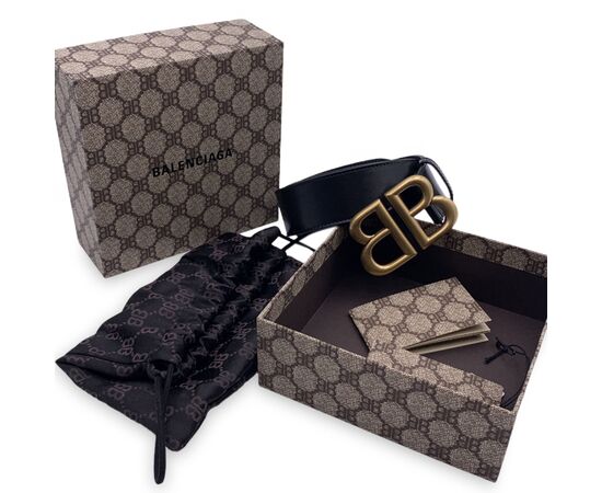 GUCCI X BALENCIAGA Cintura in Pelle Col. Nero BB Belt