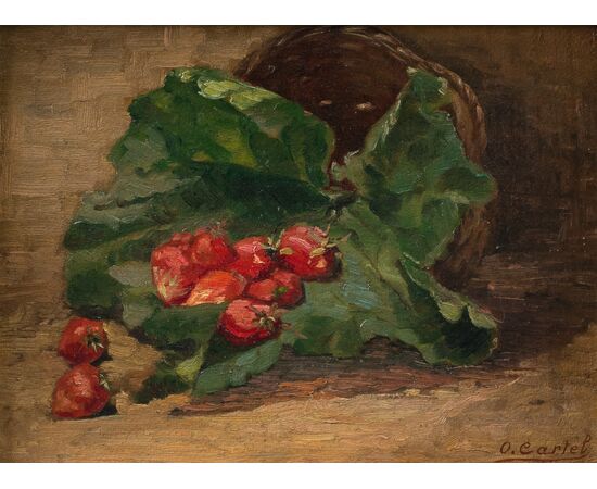 Octave Cartel (Belga, 1884 - 1944) - Natura morta di fragole.
