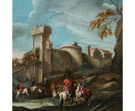 Christian Reder (Lipsia 1656 - Roma 1729) - La partenza dei soldati dal forte.