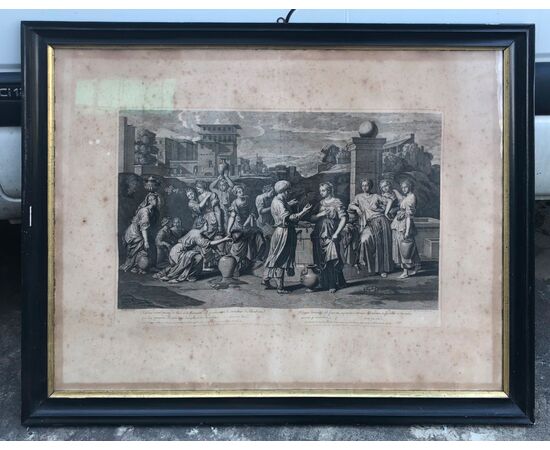 Framed print depicting a biblical episode.Roisselet 1677.France.     
