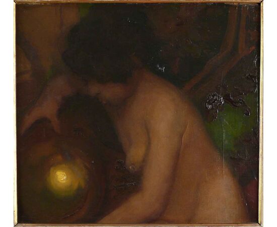 Alfredo Protti. Naked woman with light. Cm h.46x51.