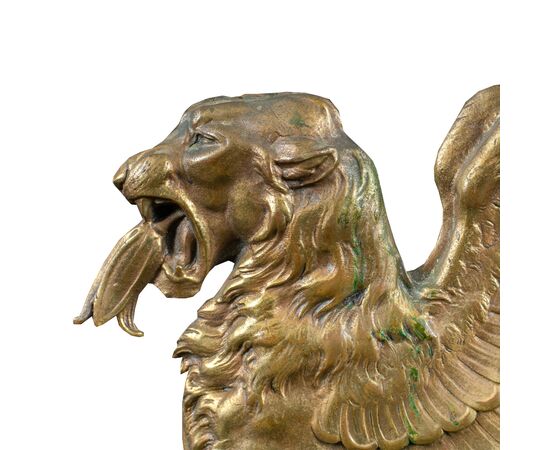 Coppia di alari da camino in bronzo dorato - Francia, inizi XIX sec.