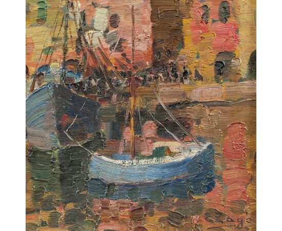 Erma Zago (Bovolone 1880 - Milano 1942) - Il porto di Genova.