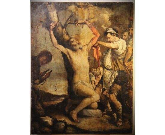  Il martirio di San Bartolomeo scuola Italiana, XVII secolo da un modello di Jusepe de Ribera. olio su tavola