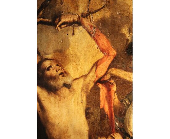  Il martirio di San Bartolomeo scuola Italiana, XVII secolo da un modello di Jusepe de Ribera. olio su tavola