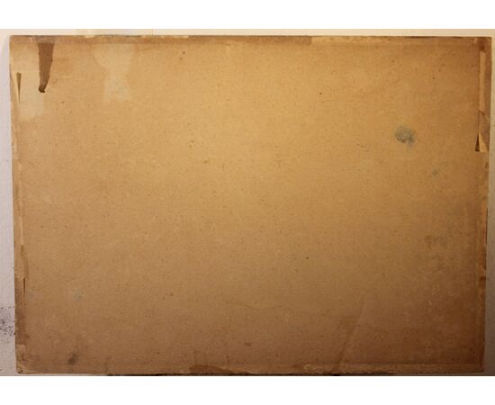 Riposo della Sacra Famiglia. | Dipinto olio su cartone, fine XVIII inizi XIX secolo