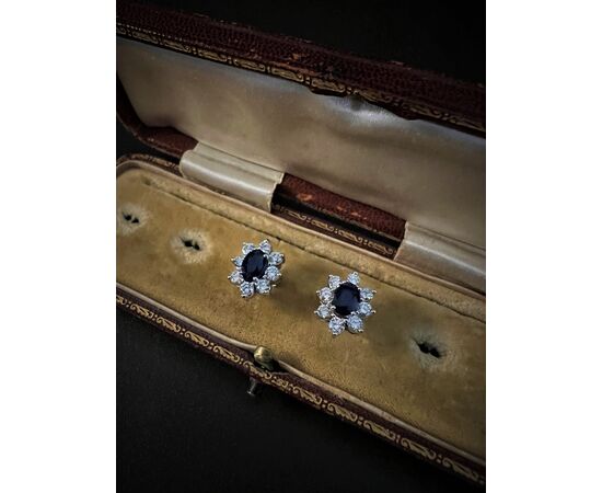 Earrings with Diamonds and Sapphires