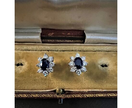 Earrings with Diamonds and Sapphires