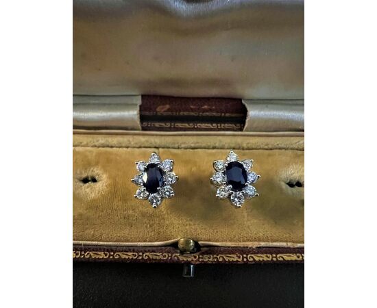 Earrings with Diamonds and Sapphires