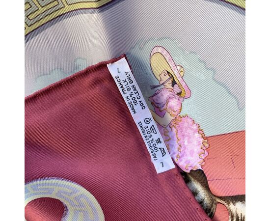 HERMES Foulard Vintage in Seta Col. Bordeaux Charreada