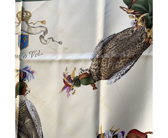 HERMES Foulard Vintage in Seta Col. Verde Chasse a Vol