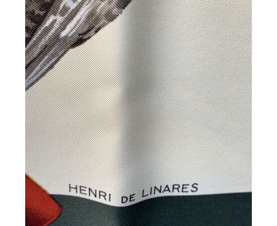 HERMES Foulard Vintage in Seta Col. Verde Chasse a Vol