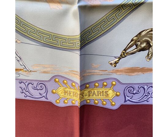 HERMES Foulard Vintage in Seta Col. Bordeaux Charreada