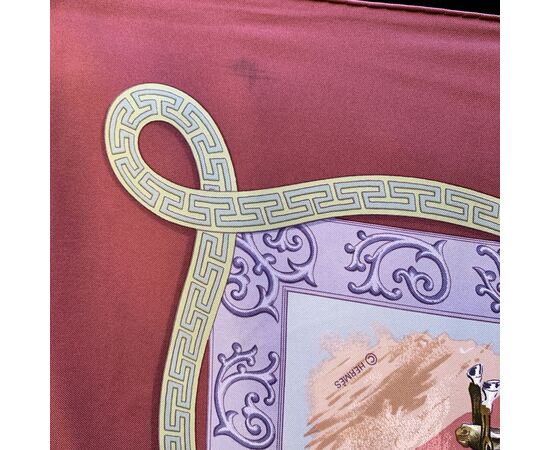 HERMES Foulard Vintage in Seta Col. Bordeaux Charreada