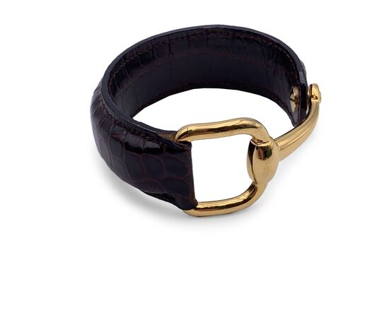 GUCCI Bracciale Vintage in Pelle Col. Marrone