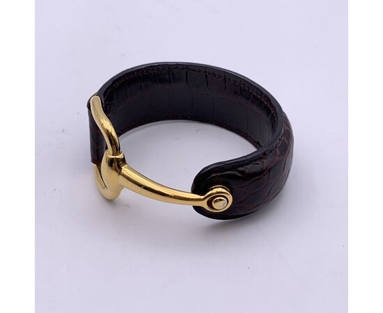 GUCCI Bracciale Vintage in Pelle Col. Marrone