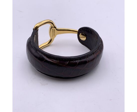 GUCCI Bracciale Vintage in Pelle Col. Marrone