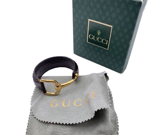 GUCCI Bracciale Vintage in Pelle Col. Marrone