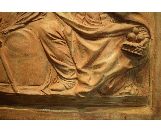 Cerchia di B. Mazzuoli - XVII-XVIII secolo - Madonna con Bambino, San Nicola da Bari e angioletto  Terracotta 