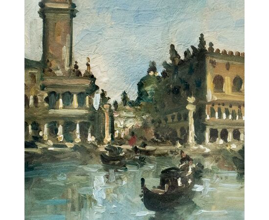 Giovanni Riva (Torino 1890 - Torino 1973) - Venezia, veduta del bacino di S. Marco con Palazzo Ducale.