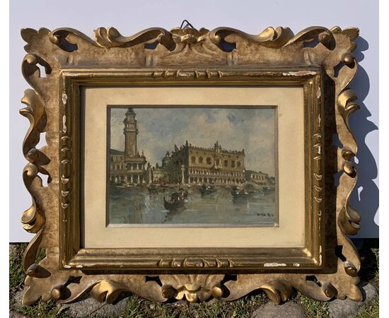 Giovanni Riva (Torino 1890 - Torino 1973) - Venezia, veduta del bacino di S. Marco con Palazzo Ducale.