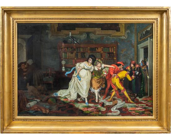 Vincenzo Colleoni (Attivo a Venezia nella seconda metà del XIX sec.) - Scena di interno con personaggi in maschera.