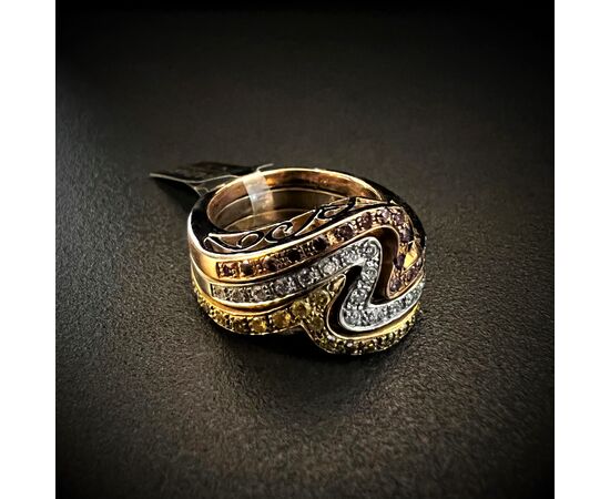 Anello  a  fascia  con  Diamanti  FANCY rosa, gialli e bianchi  1.5 ct.