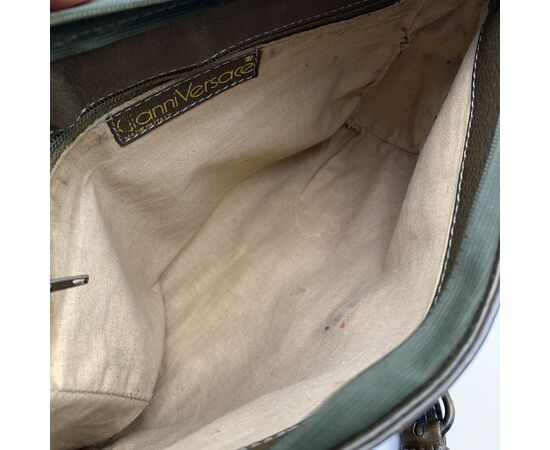GIANNI VERSACE Borsa a Tracolla Vintage in Pelle Col. Verde M