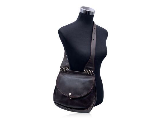 GHERARDINI Borsa a Tracolla Vintage in Pelle Col. Marrone M