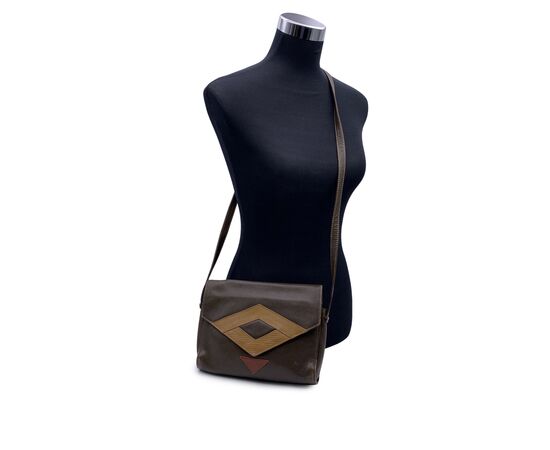 GIANNI VERSACE Borsa a Tracolla Vintage in Pelle Col. Verde M
