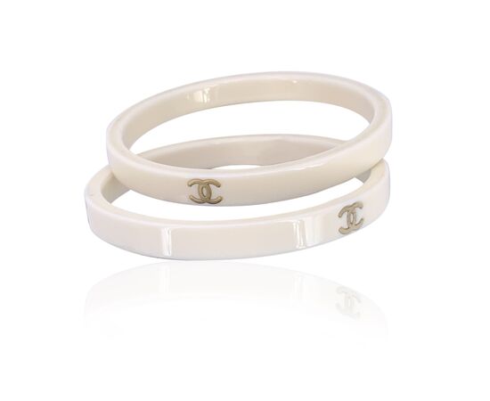 CHANEL Bracciale Vintage in Plastica Col. Bianco CC