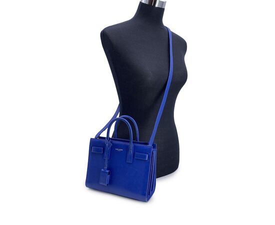 SAINT LAURENT Borsa Shopper in Pelle Col. Blu Sac de Jour S